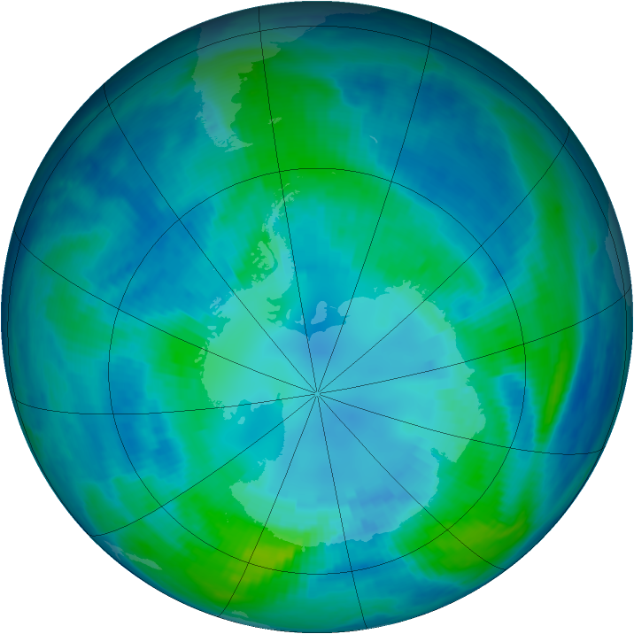 Antarctic ozone map for 15 April 1999